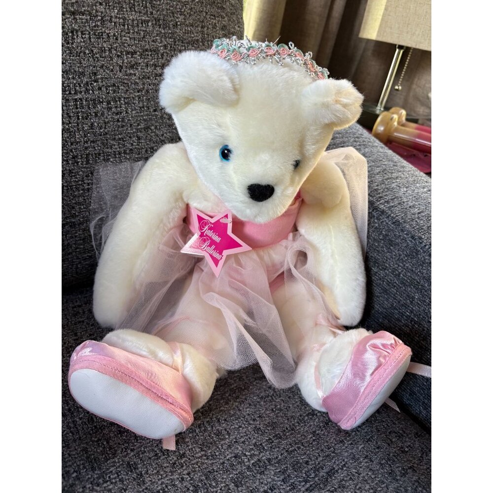Vermont Teddy Bear Katerina Ballerina White Plush Pink Tutu Tiara vtbc design